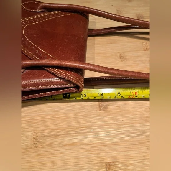 Vintage Brown Leather Bohemian Satchel Purse Bag Tote Western - Picture 8 of 12